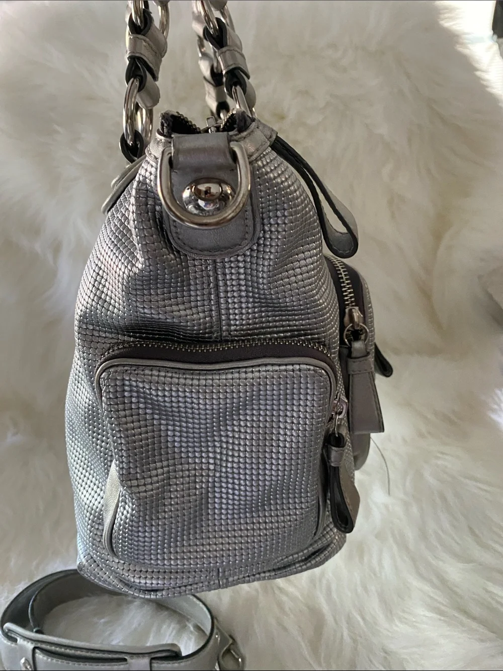 Coach Cambridge Collection Textured Metallic Alexa Large Satchel